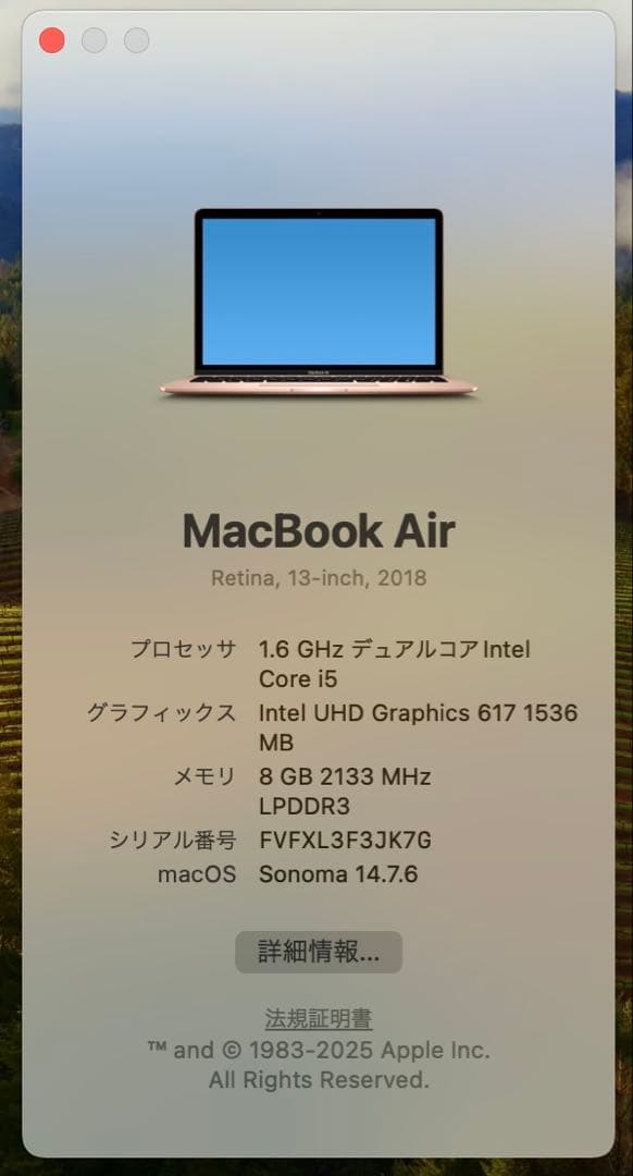 美品❗️MacBook Air 2018ゴールド i5 256GB USキー
