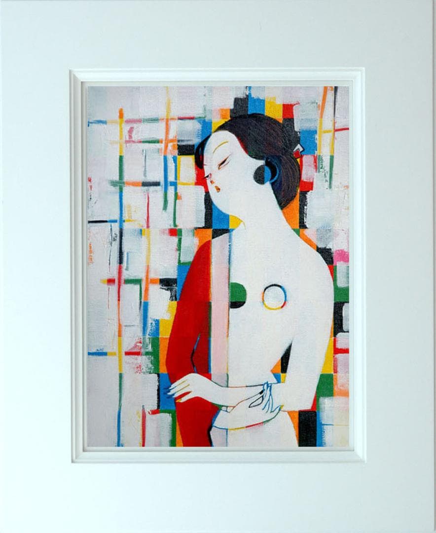 油絵 菅家令子 絵 絵画インテリア 額付(白) uF6-010911 人物 女性