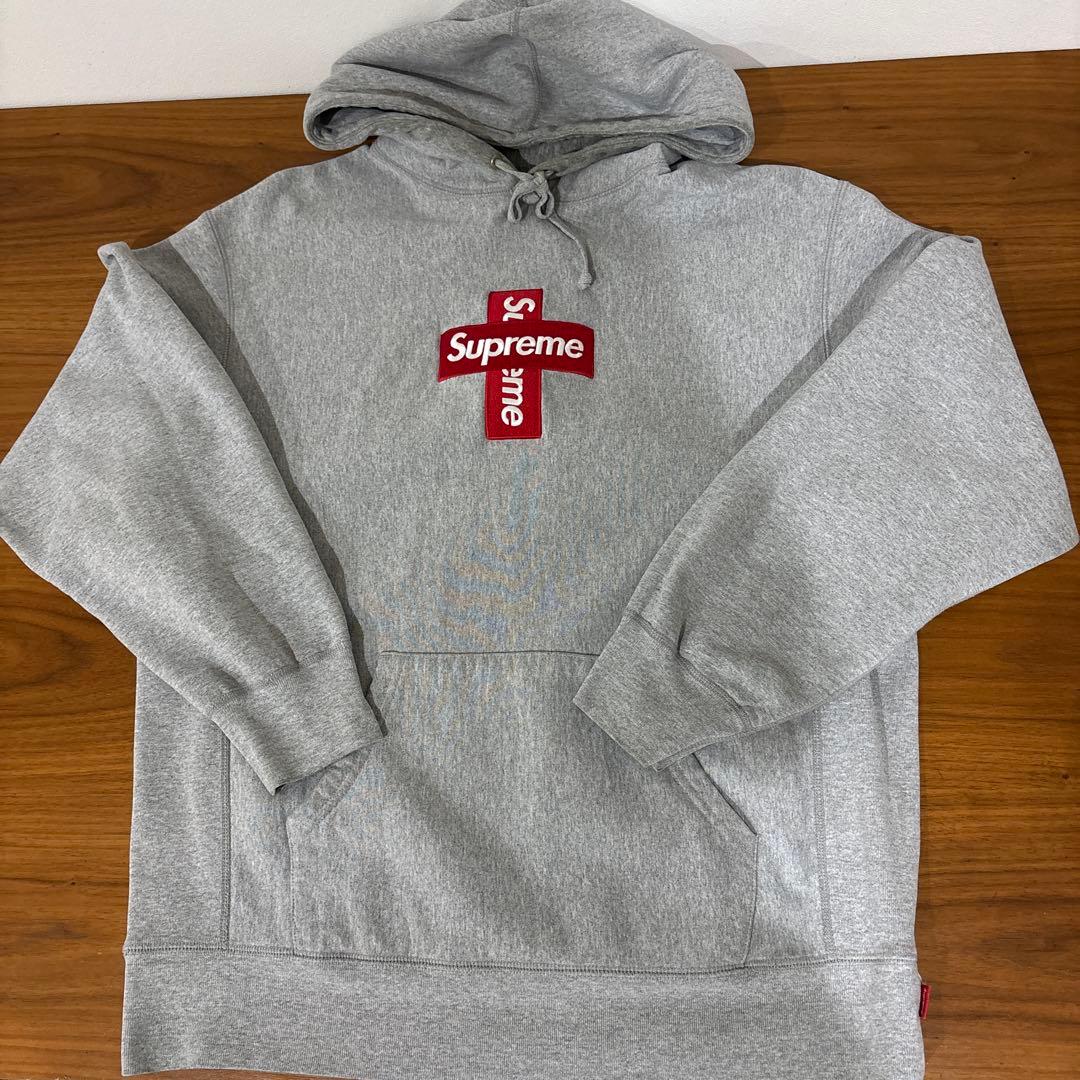 Supreme クロスロゴ フーディ グレー