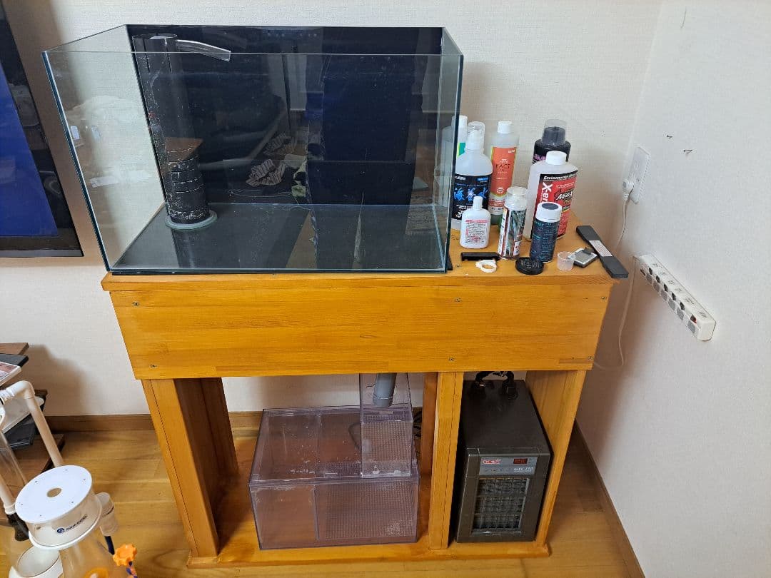 オーバーフロー水槽 透明ガラス LED照明付き 説明文要参照