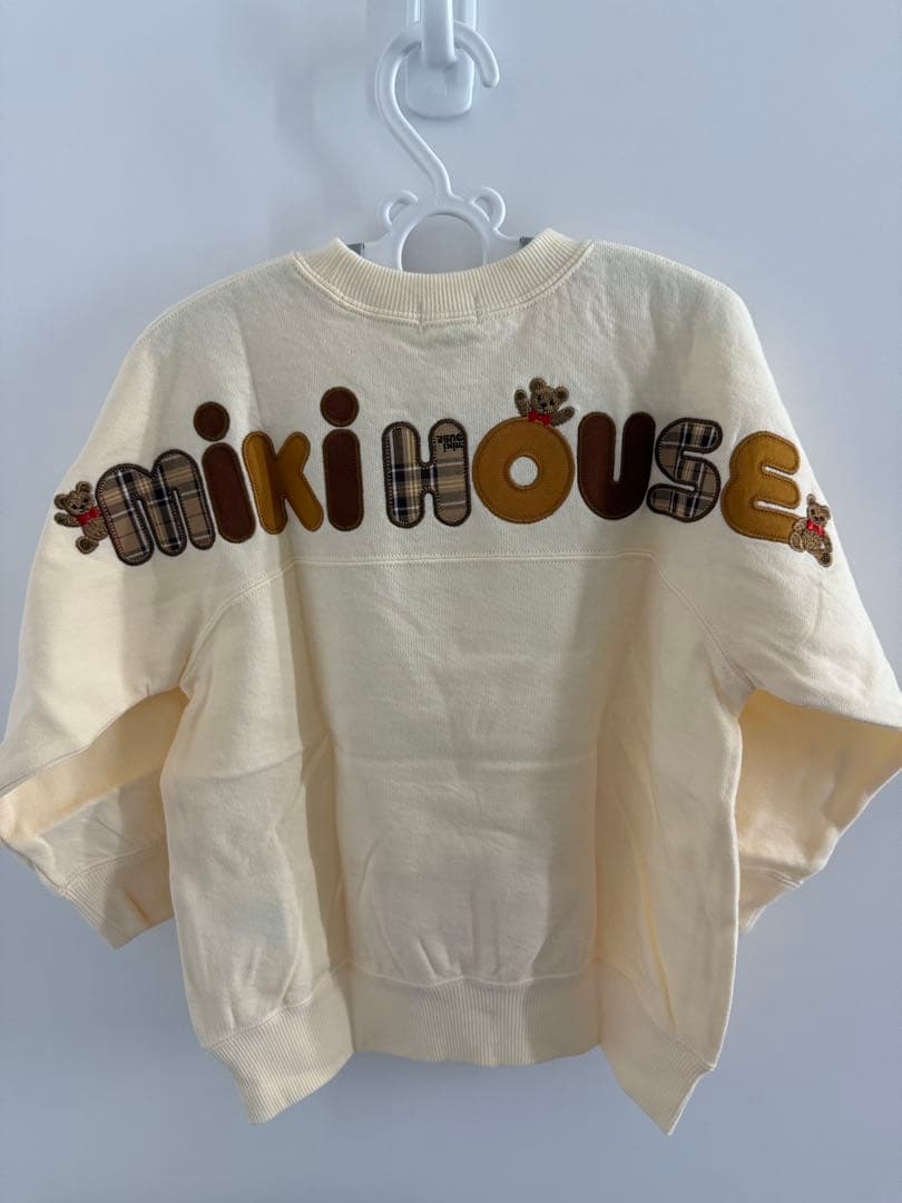 【美品】ミキハウスベア　バックロゴトレーナー　100 子供　アイボリー