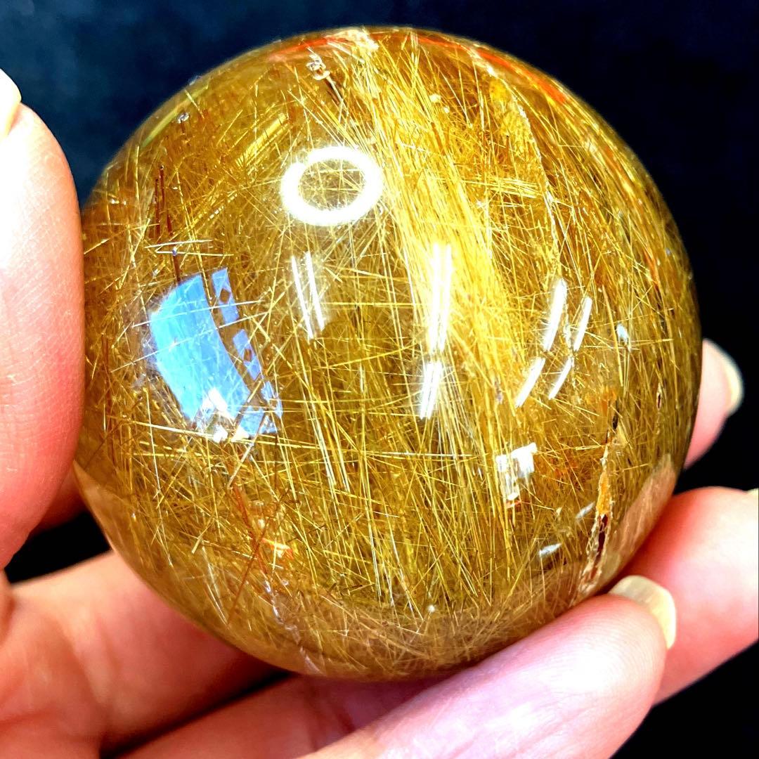 超絶綺麗✨50mm ゴールドルチルクォーツ　丸玉　スフィア　金針水晶