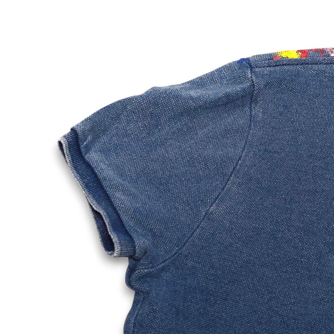 ポロラルフローレン 半袖 デニムポロシャツ ヴィンテージ加工 ペイント 極美品