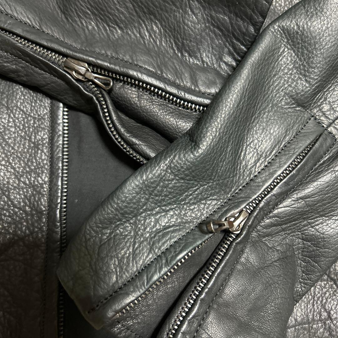 カズユキクマガイ 鹿革 ディアスキン　シングル ライダース レザー ジャケット