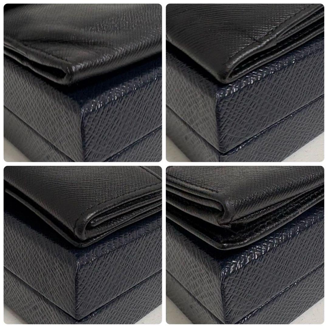 美品✨ PRADA プラダ 三つ折り財布 サフィアーノ ブラック 三角ロゴ