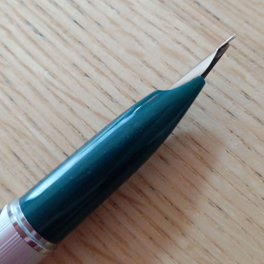 プラチナ万年筆　18K W.G　万年筆　細字　シルバー✕グリーン軸　廃盤　レトロ