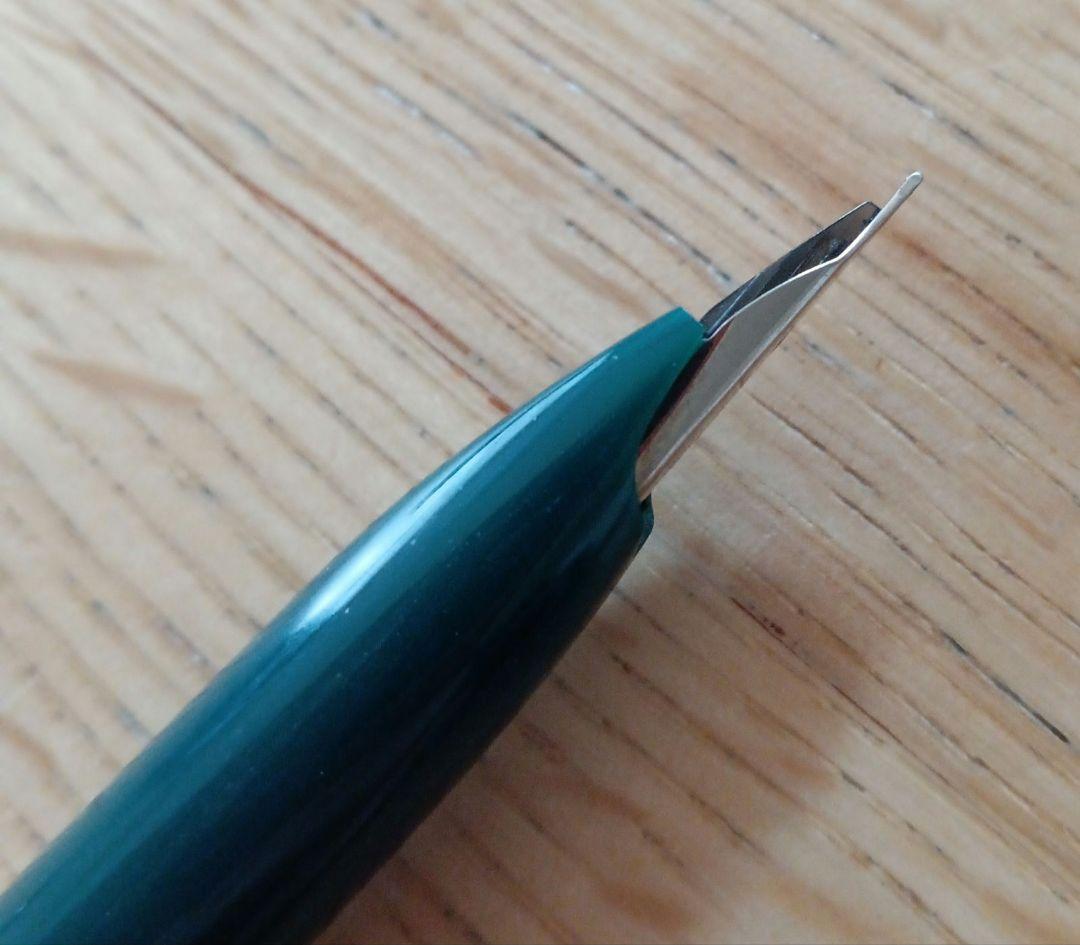 プラチナ万年筆　18K W.G　万年筆　細字　シルバー✕グリーン軸　廃盤　レトロ