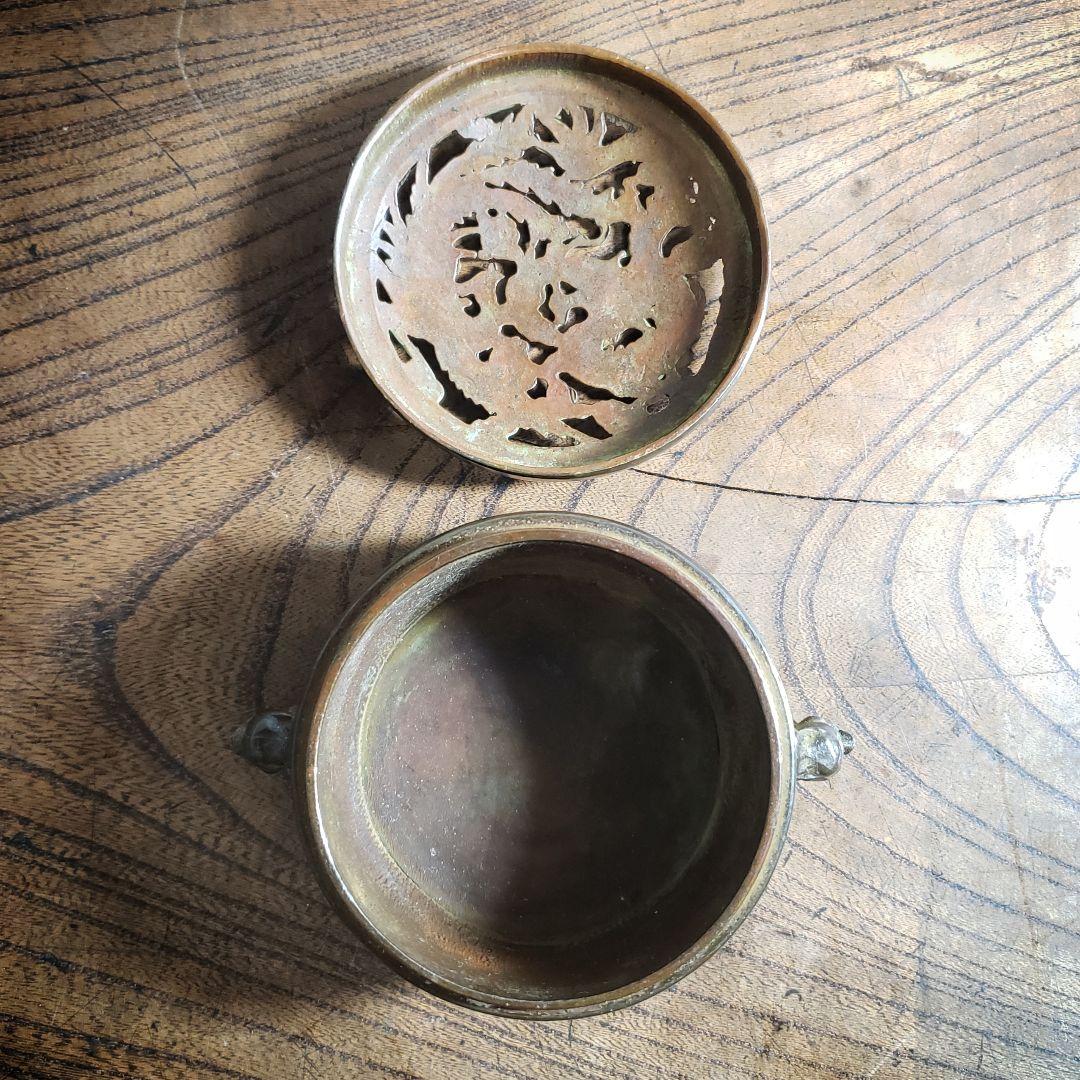 香炉　龍　鳳凰　白菜　獅子双耳　バッタ　銅香炉　銘あり　小物入れ　ジュエリー