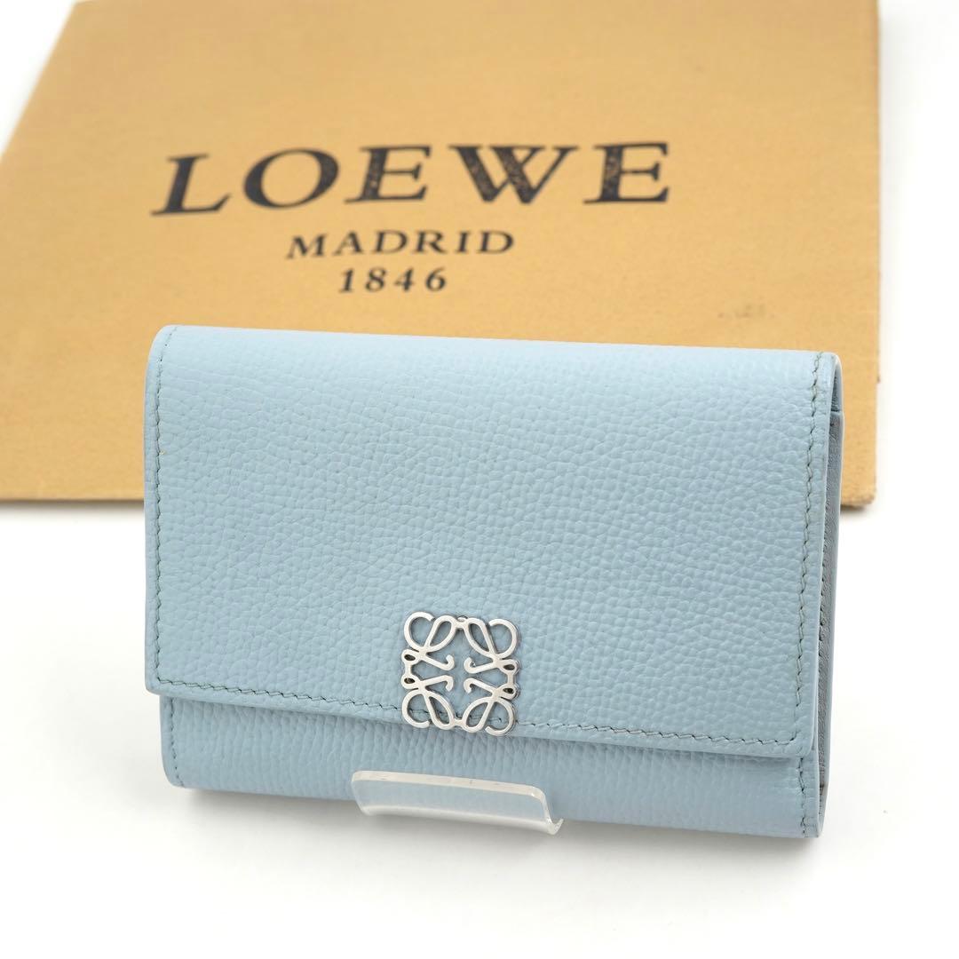 ✨新品未使用✨　LOEWE ミニ財布　バーティカルウォレット　アナグラム　水色