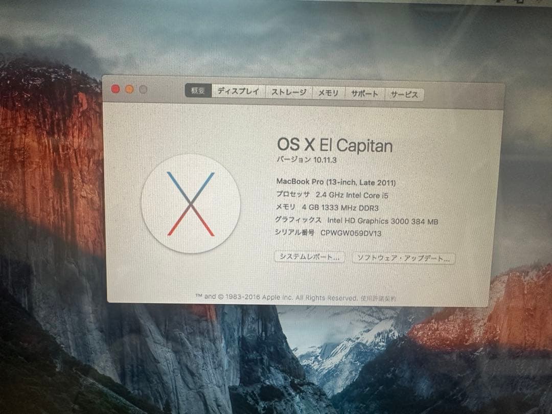 MacBook Pro 13インチ (Late 2011) HD 500gb