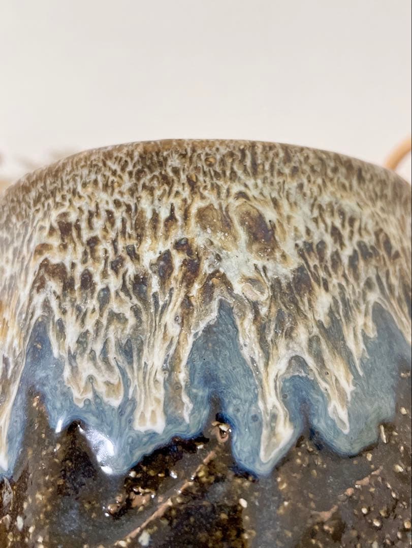 ラスト1個　萩焼　山根清玩　しだれ釉　孔雀釉　抹茶碗　湯呑み　光彩庵　陶器