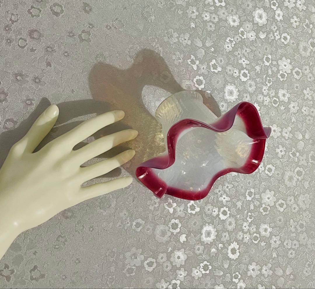 アンティーク　ガラスシェード　ペンダントライト　フリル　コード・電球セット♪