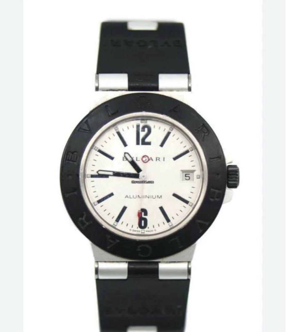 【BVLGARI ブルガリ アルミニウム AL38TA／ラバーベルト】