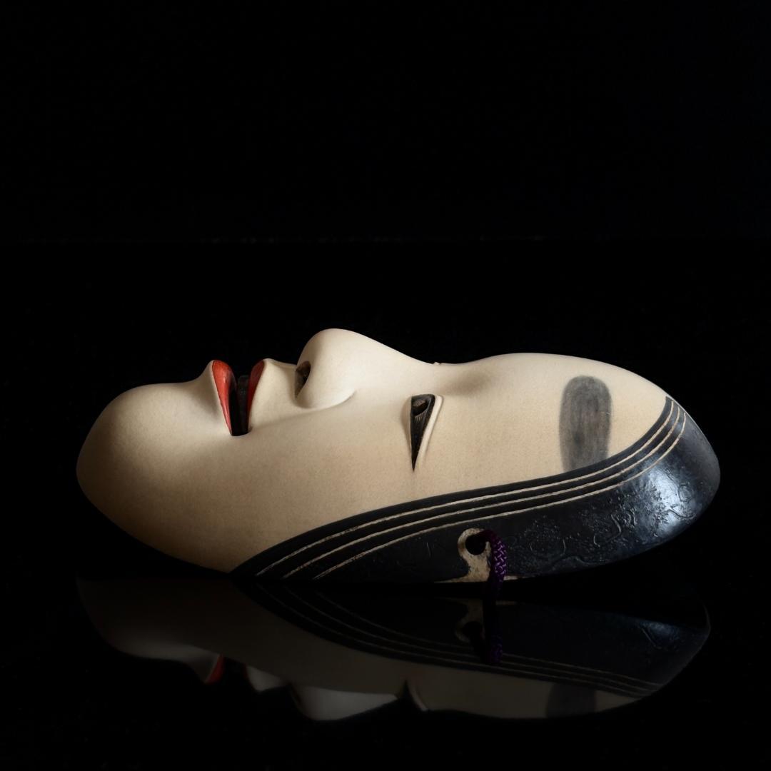 長沢宗春 能面「小面」長澤氏春箱書/共箱・座布団付/長澤宗春