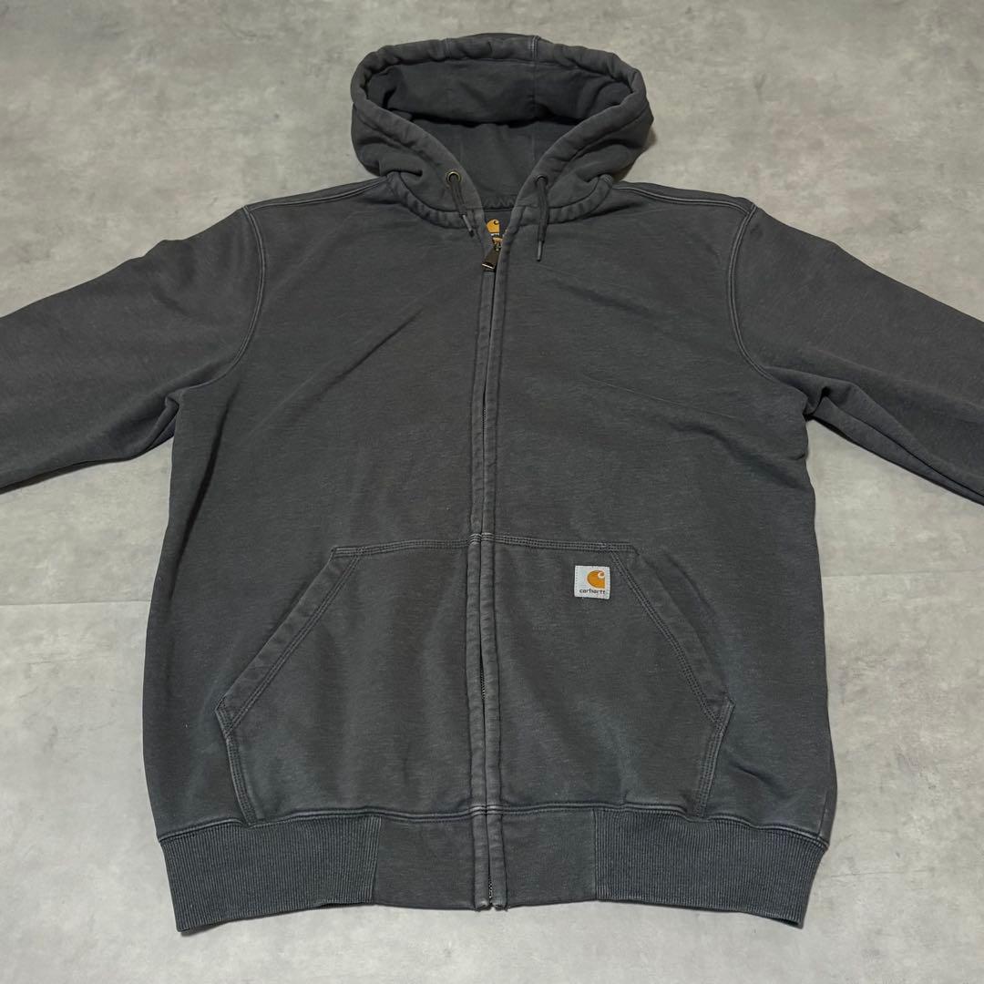 カーハート フルジップパーカー 撥水 裏フリース フェード レインディフェンダー