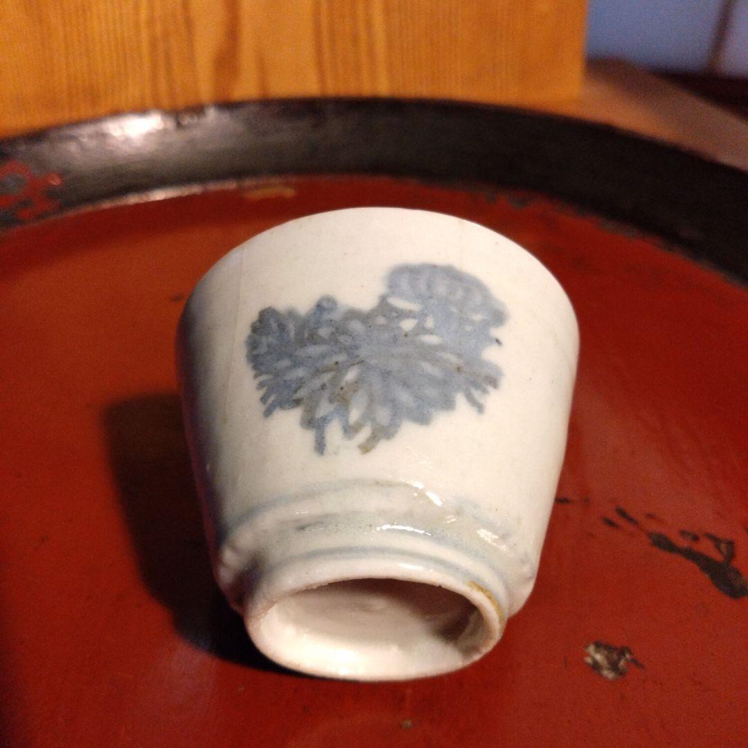 古伊万里蒟蒻印判菊花文蕎麦猪口