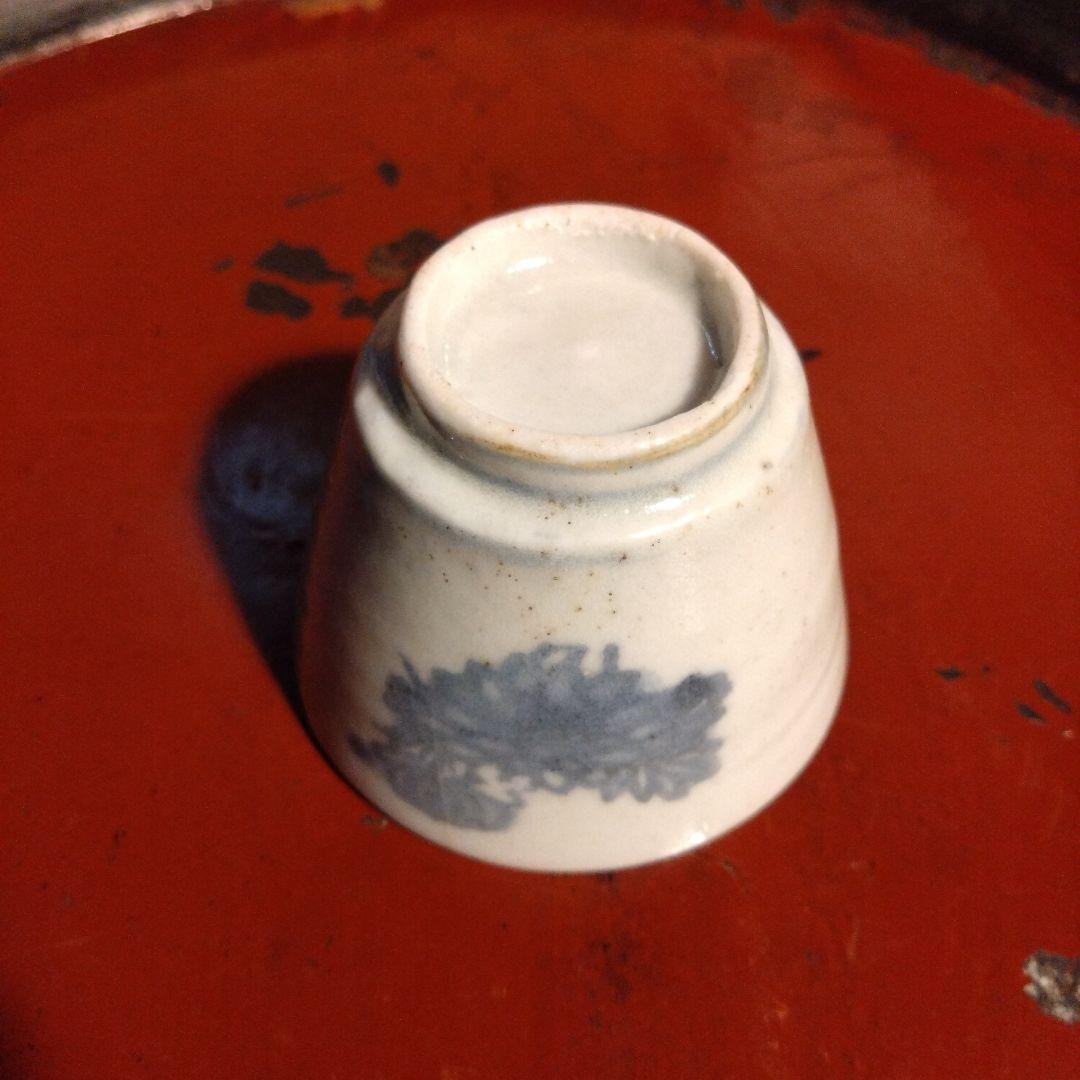 古伊万里蒟蒻印判菊花文蕎麦猪口