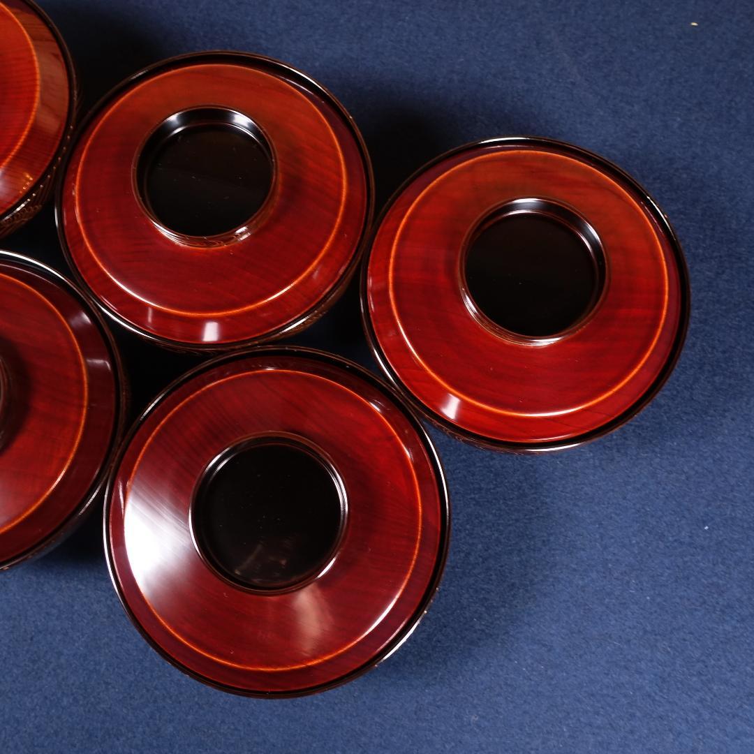 京漆匠 平安象彦 木地 内黒塗 波蒔絵 煮物椀 5客 共箱