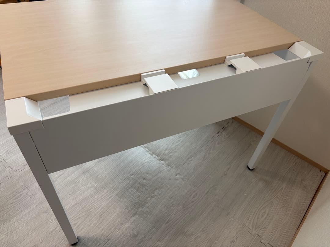 コクヨ　デスク 在宅　テレワーク　ホワイト×ナチュラル