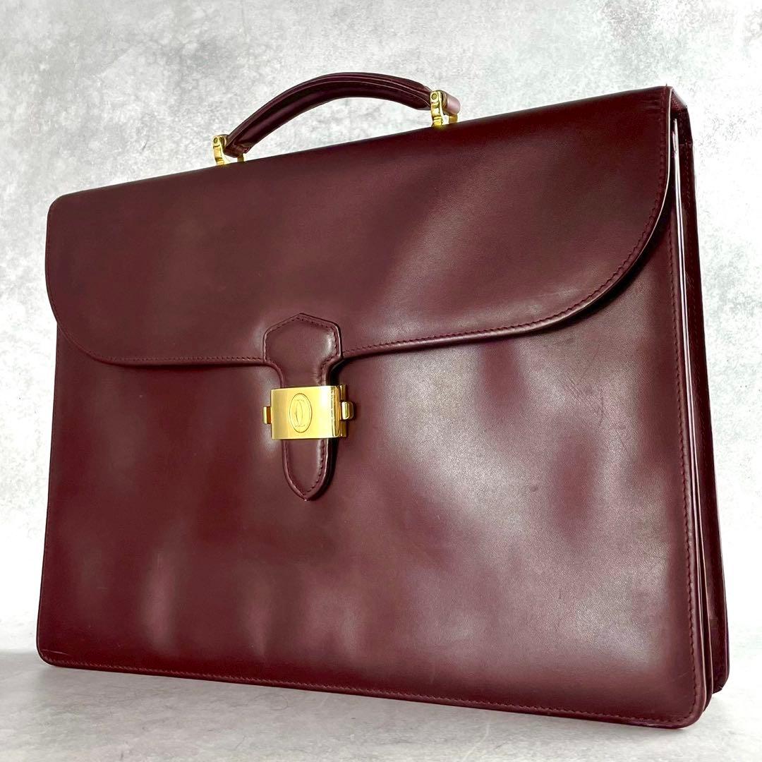 Cartier ビジネスバッグ マストライン ブリーフケース ボルドー レザー