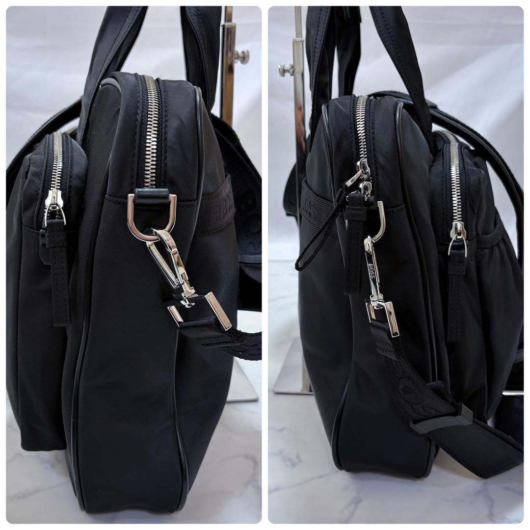 美品 HUGO BOSS ビジネスバッグ ブリーフケース 2WAY ナイロン 黒