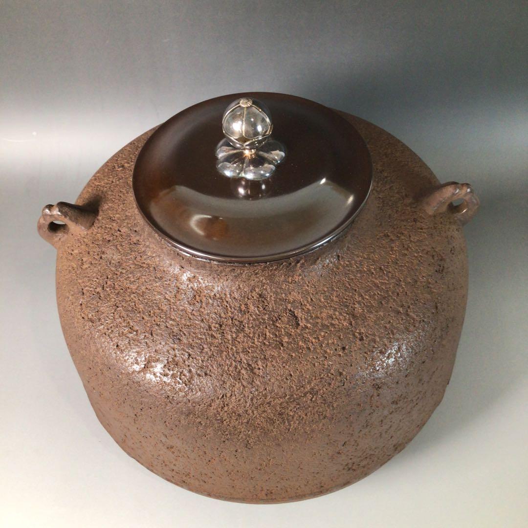 Ｓ２　茶釜　『釜師　和田美之助造』『銀摘み』『阿弥陀堂釜』　共箱　茶道具