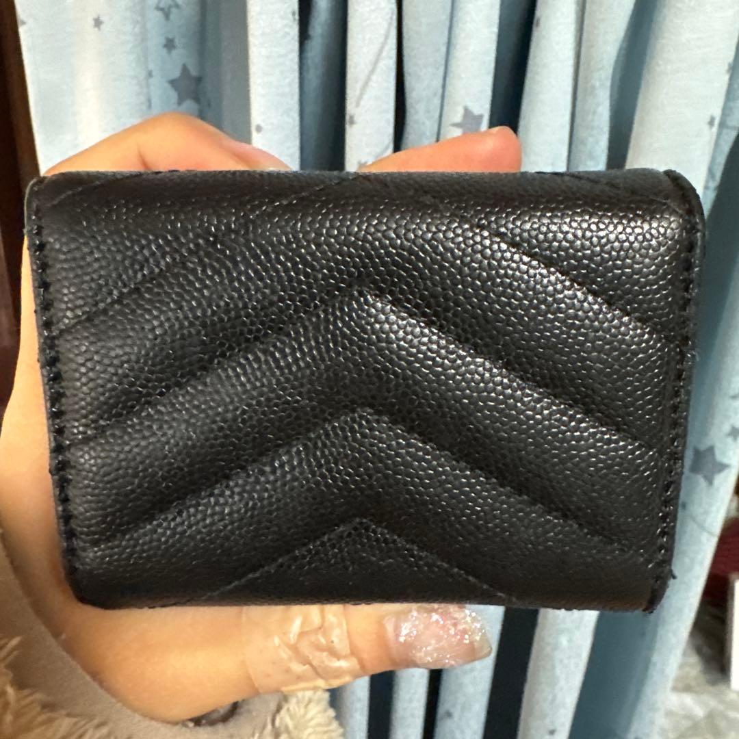 YSL ブラック 三つ折り財布 キルティング