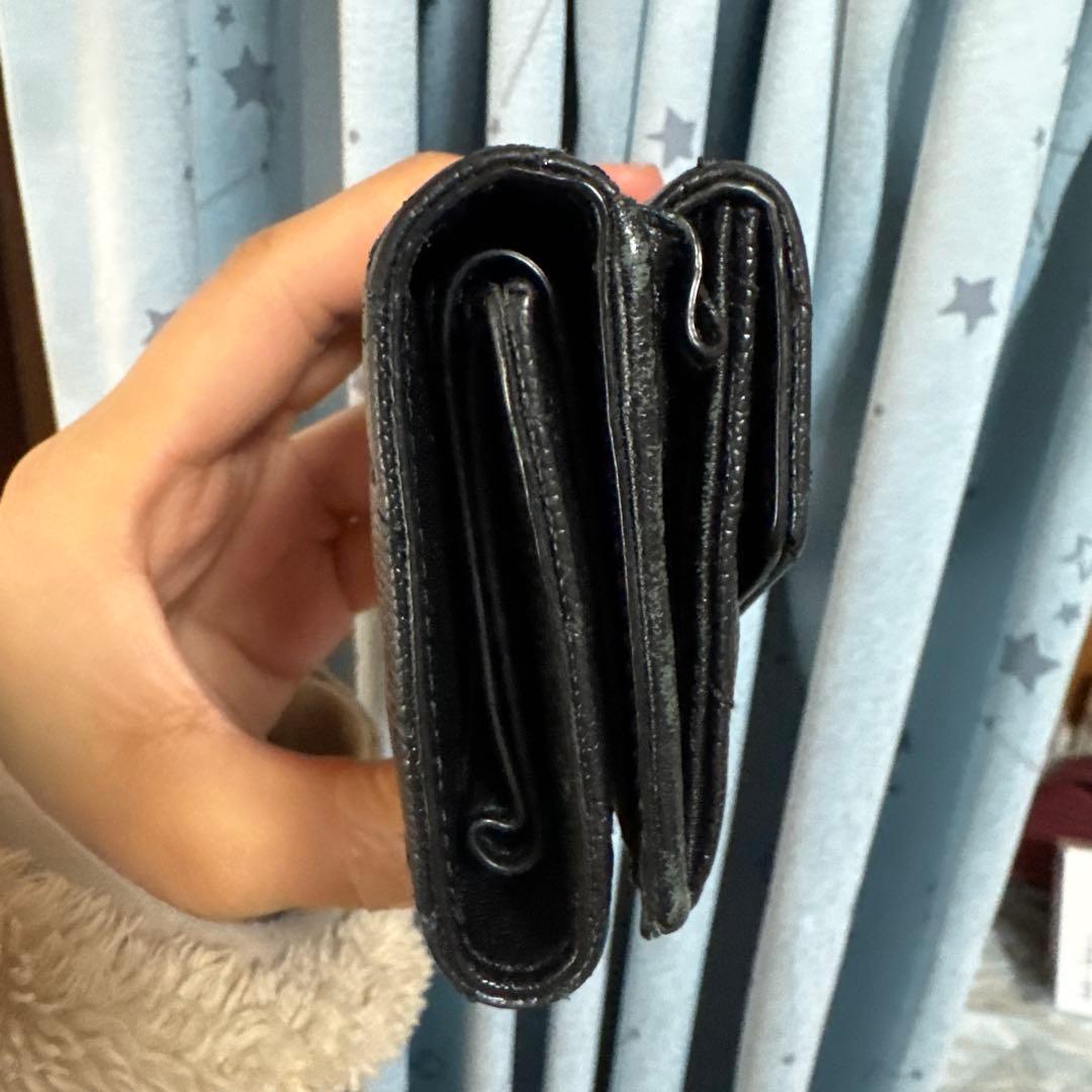 YSL ブラック 三つ折り財布 キルティング