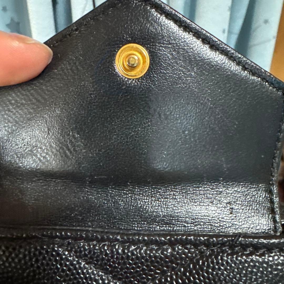 YSL ブラック 三つ折り財布 キルティング