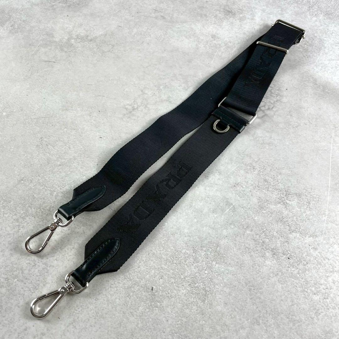【現行未使用級】プラダ ショルダーストラップ ロゴ刺繍 バッグ用 ブラック
