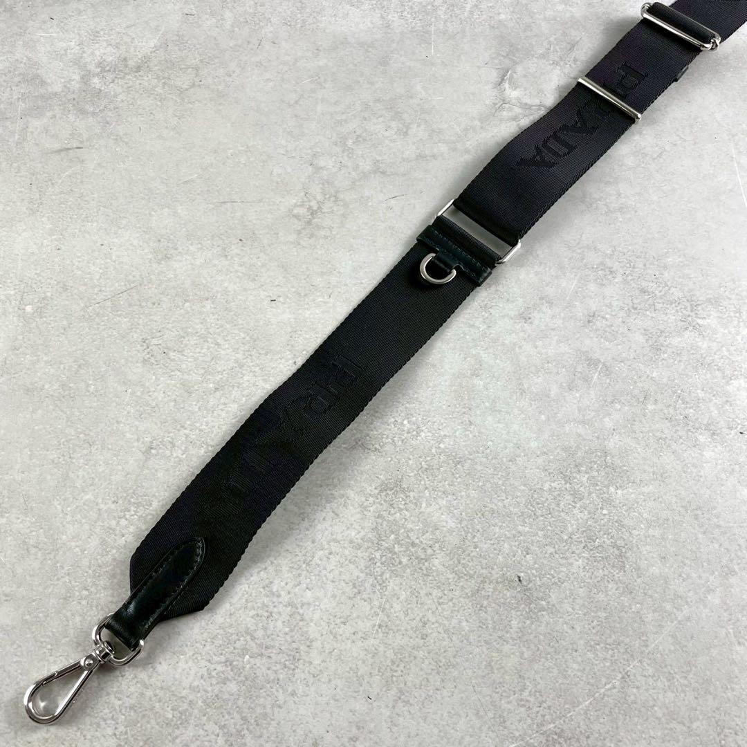 【現行未使用級】プラダ ショルダーストラップ ロゴ刺繍 バッグ用 ブラック