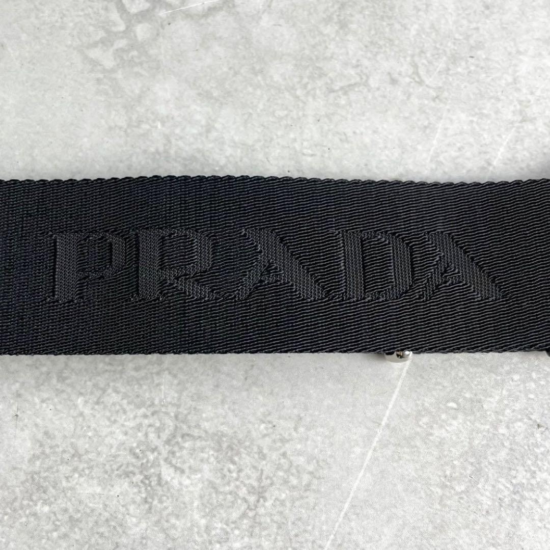 【現行未使用級】プラダ ショルダーストラップ ロゴ刺繍 バッグ用 ブラック