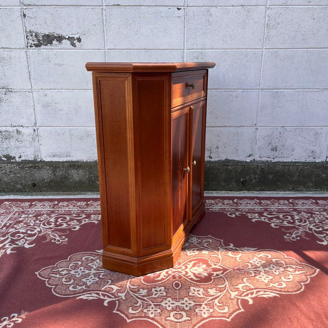 古家具ビンテージ品◾️アンティーク象嵌デザイン 木製コンソールテーブル 飾り台