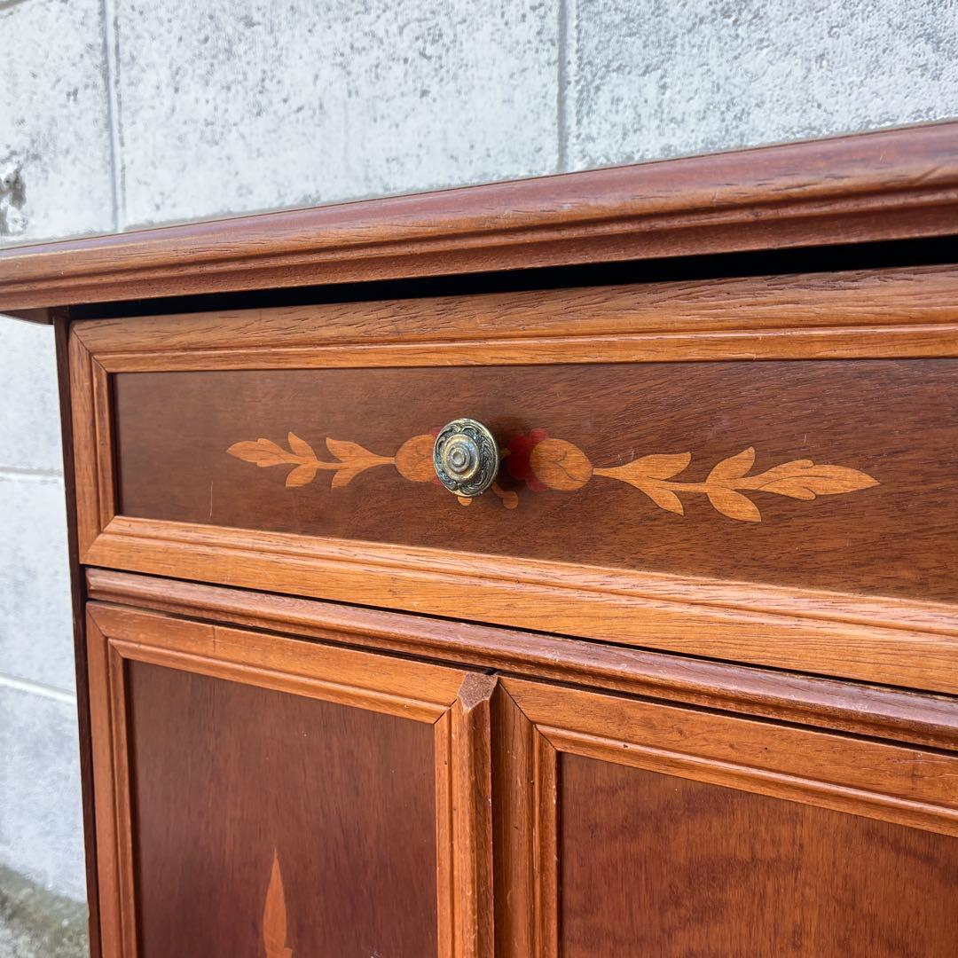 古家具ビンテージ品◾️アンティーク象嵌デザイン 木製コンソールテーブル 飾り台