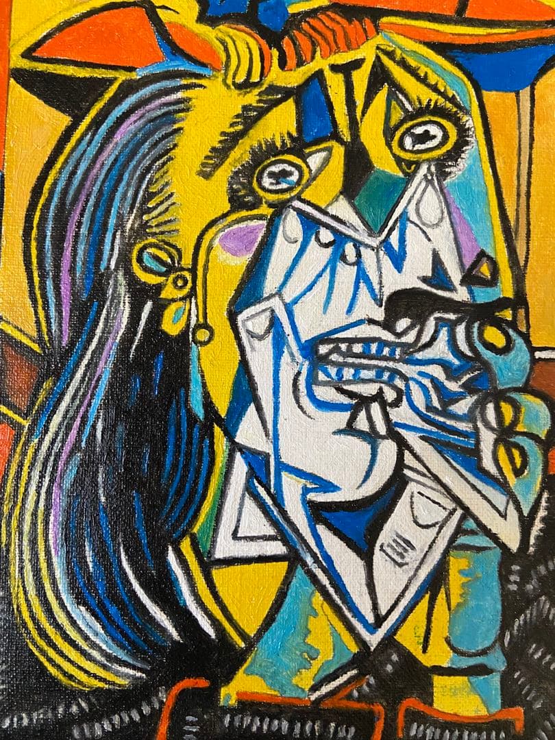 ピカソ　肉筆手描きの油絵模写画　泣く女