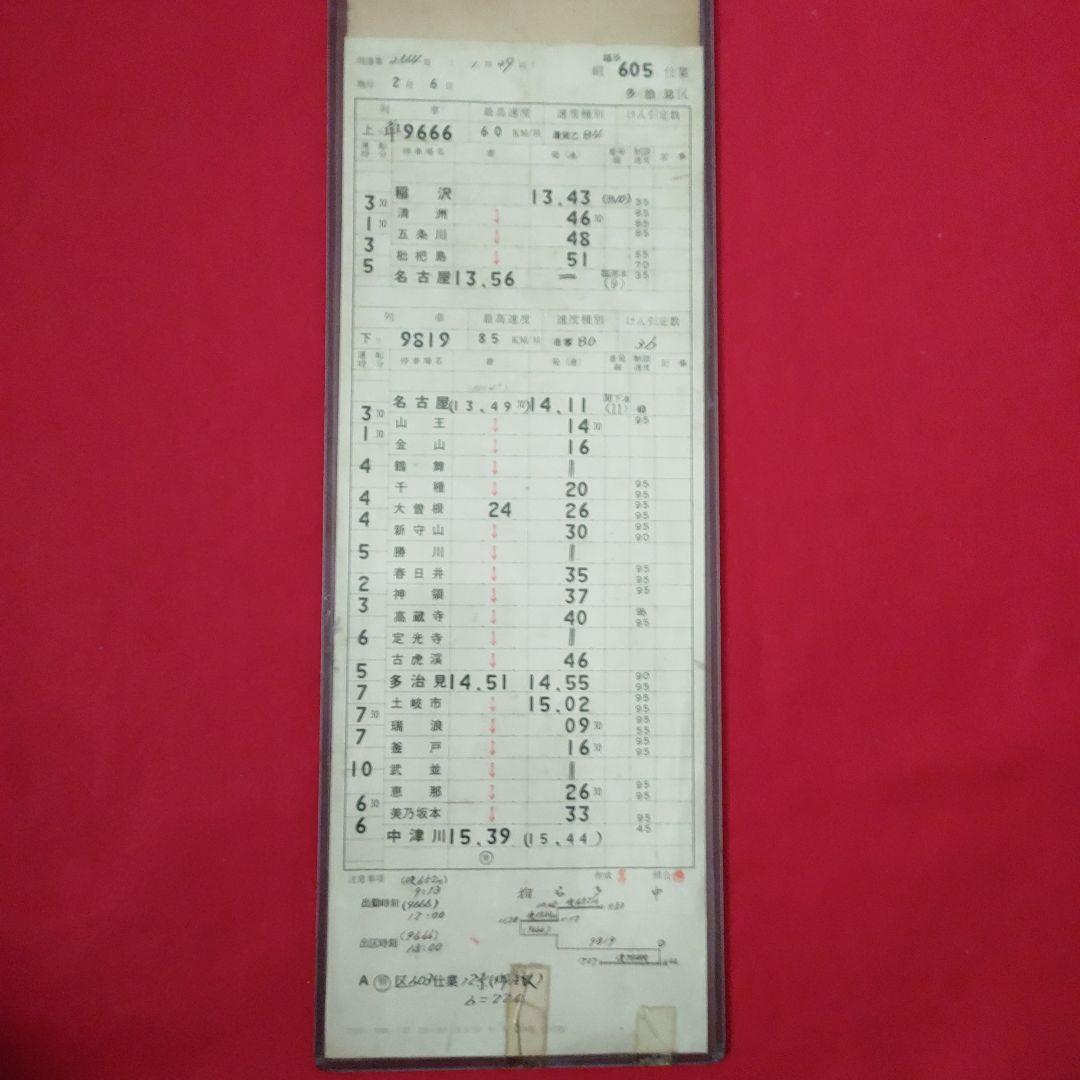 スタフ 多治見区、新鶴見区の古い乗務員運転時刻表