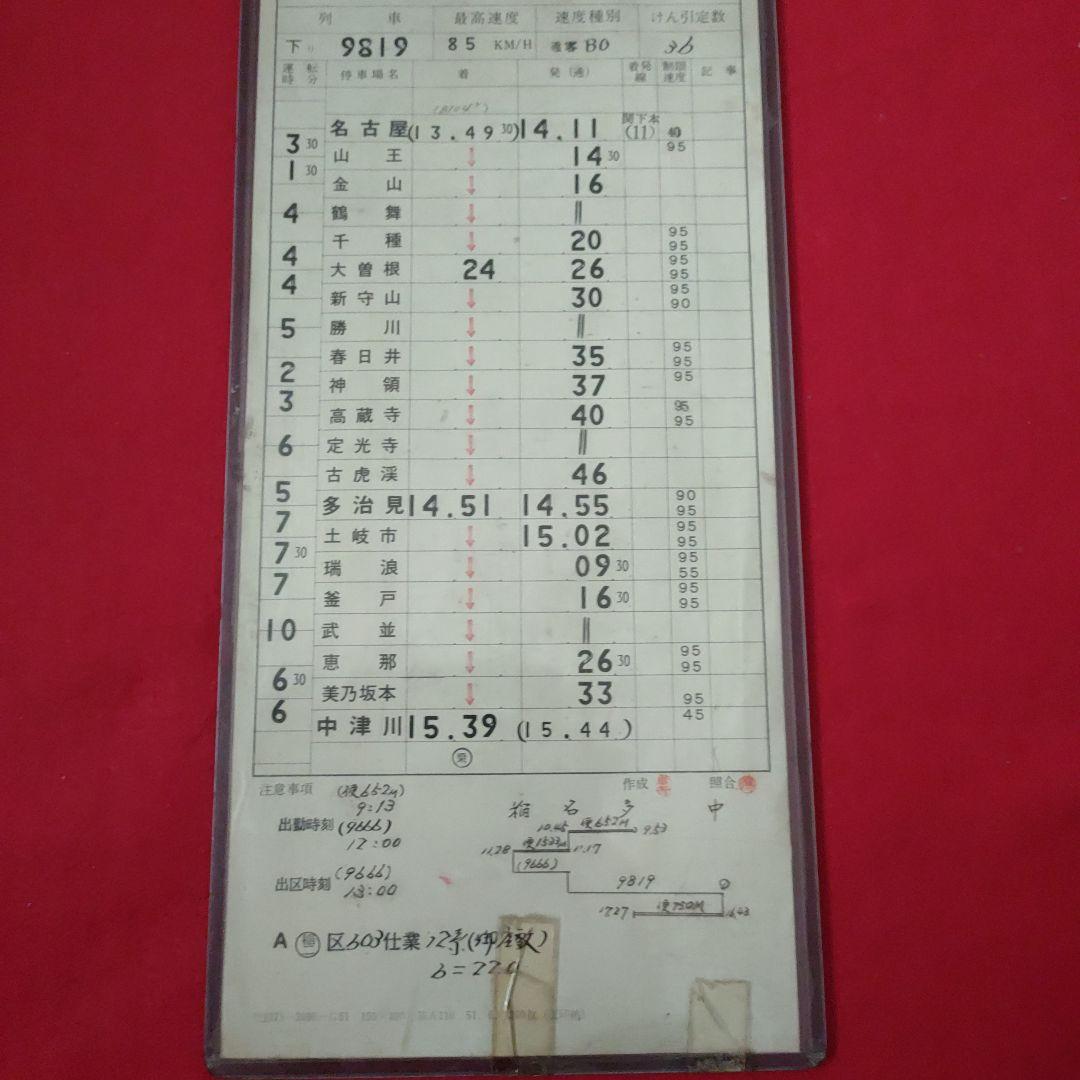 スタフ 多治見区、新鶴見区の古い乗務員運転時刻表
