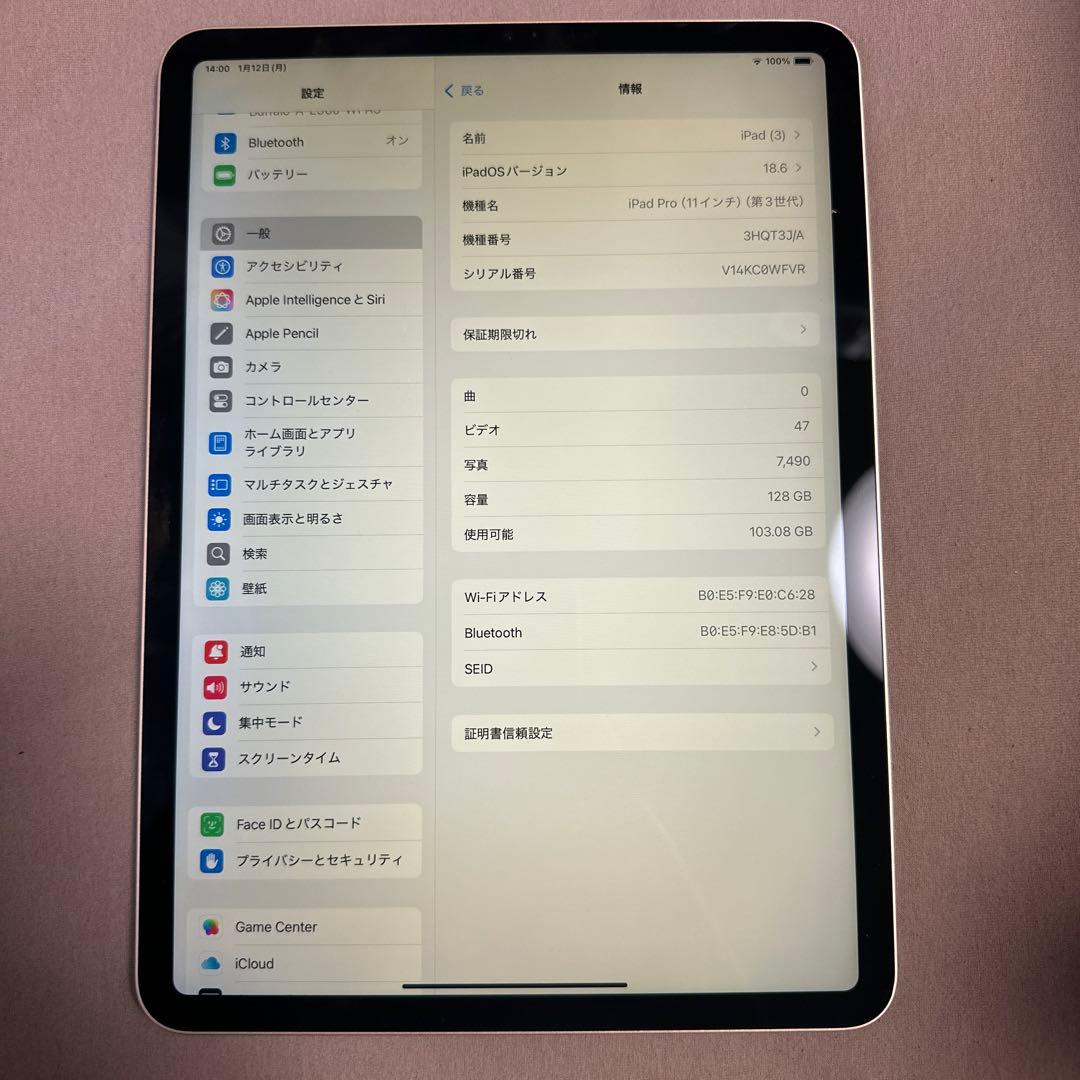 iPad Pro 11インチ 第3世代 128GB WiFi