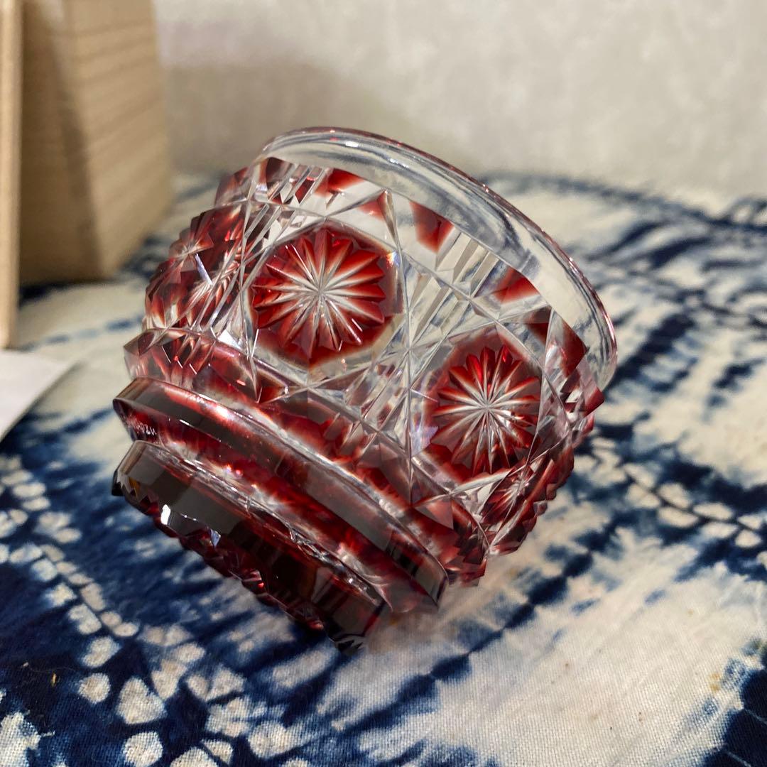 色被ガラス　切子猪口　尚古集成館監修　薩摩ガラス工芸作