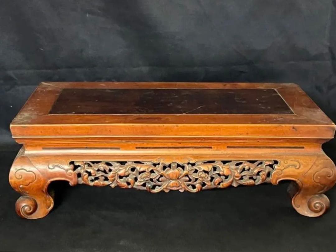 古美術/物置/紫檀台/柘植/天然木；F26