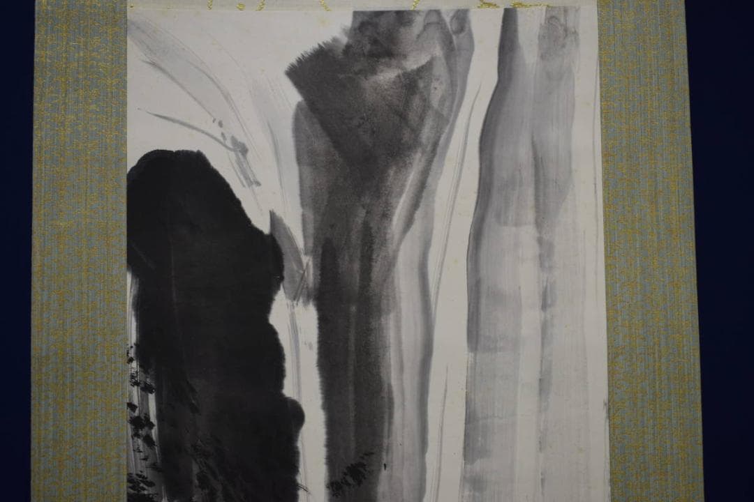 真作/東原方僊/瀧図/桐共箱二重箱付/布袋屋掛軸HG-875