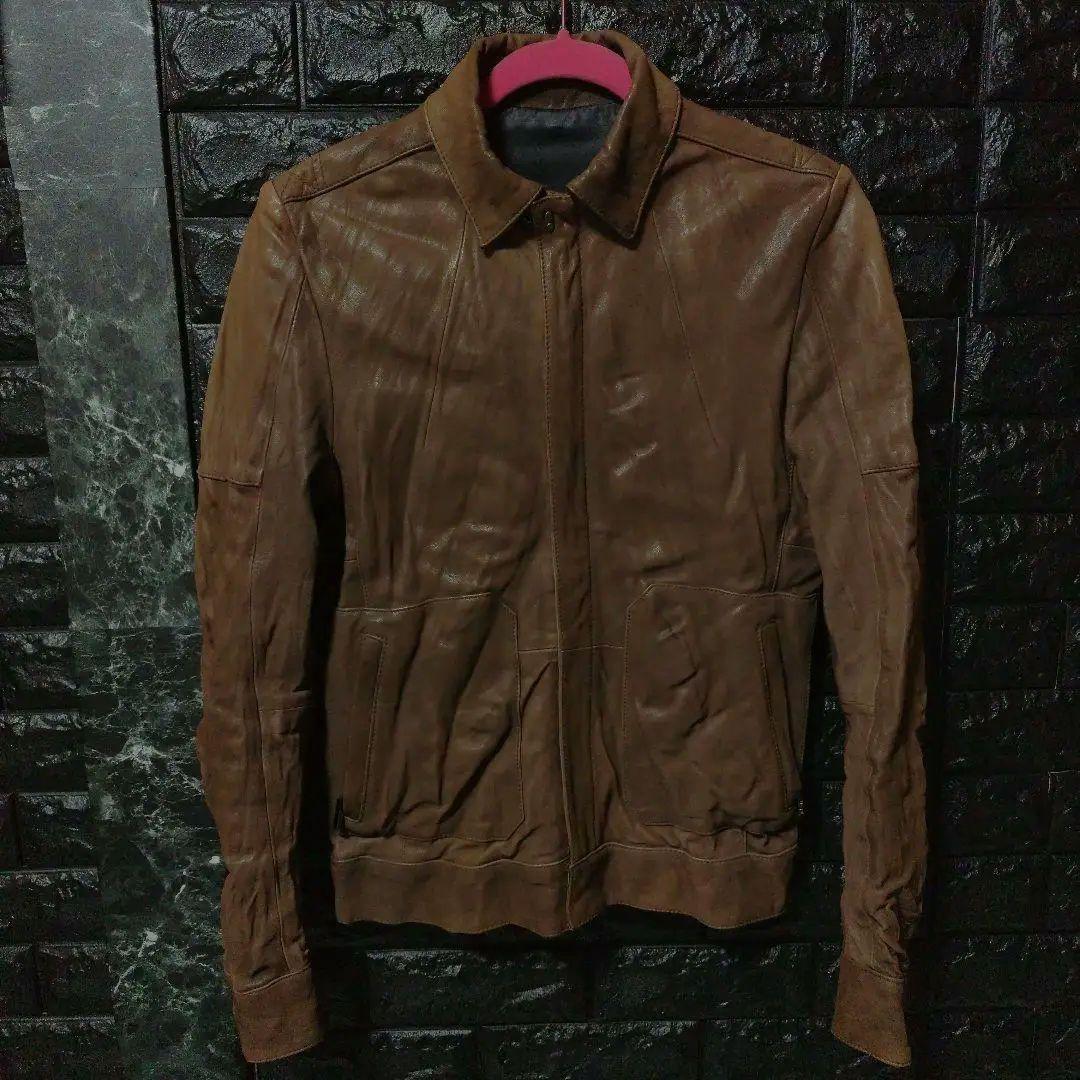 未使用に近いＳＣＨＯＲＬ アンティーク加工シングルライダース ブラウン Sz42