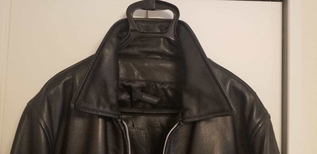 RHENIUM 雌牛本革ブラックレザーライダース 46 XL