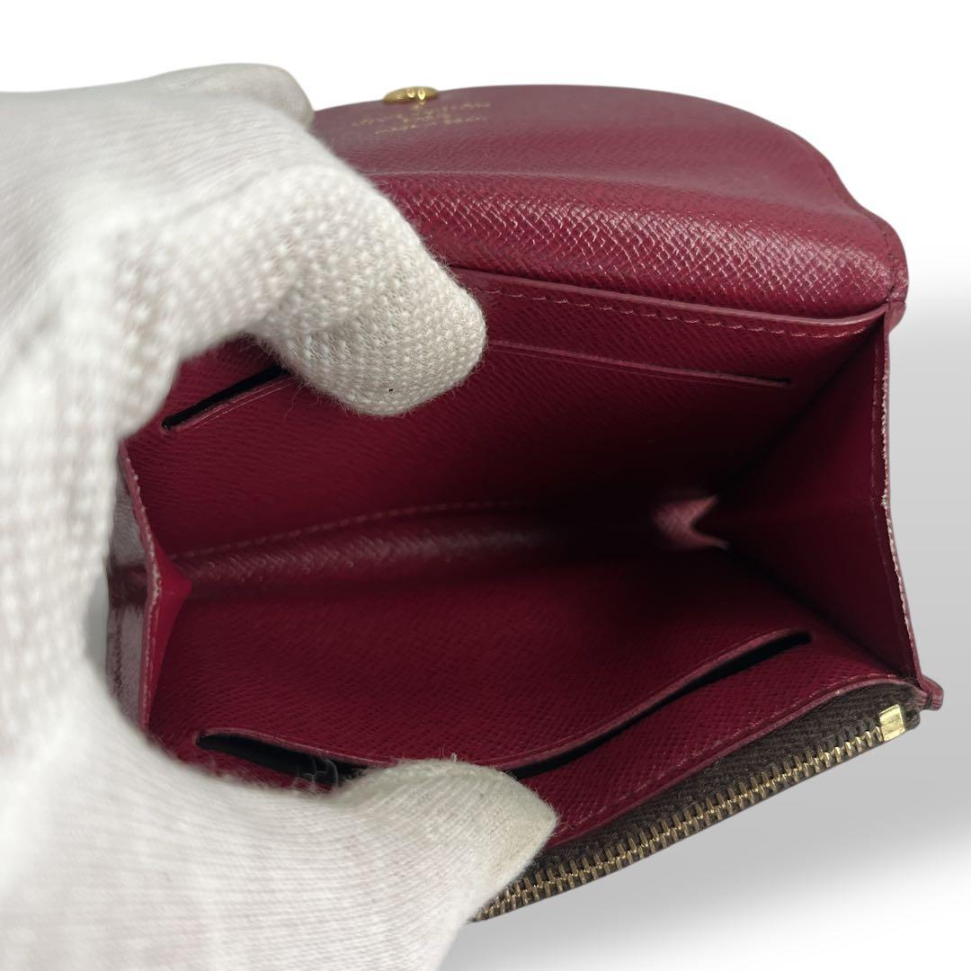 ルイヴィトン　ケース　ポルトモネロザリ　フューシャ　モノグラム　ブラウン