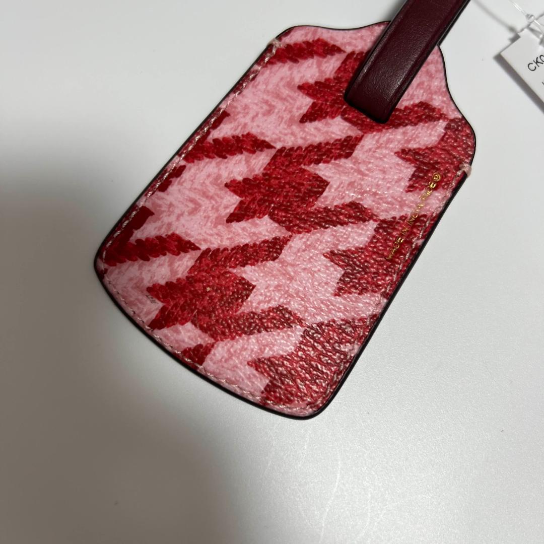 COACH ラゲッジタグ 千鳥格子柄 Luggage Tag ピンク レッド