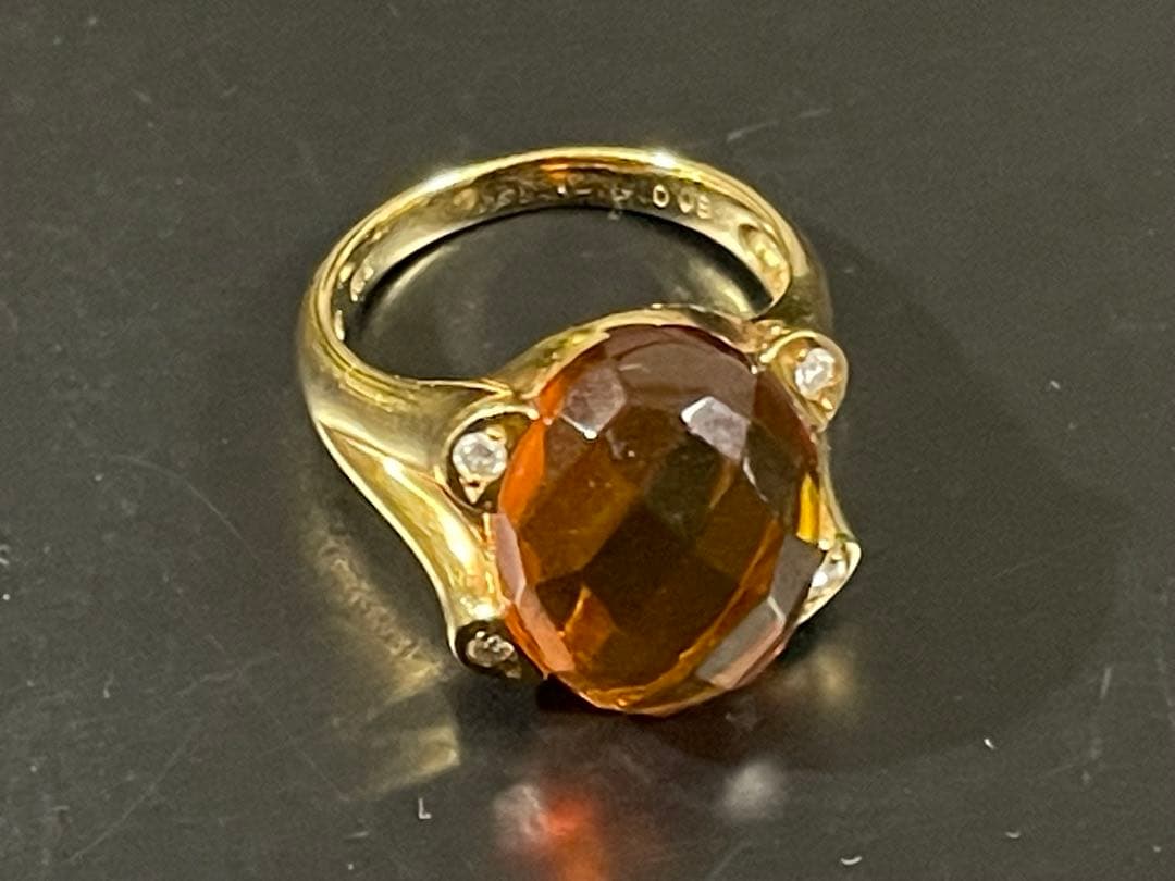 ひろ　K18 オレンジガーネット ダイヤ0.8ct リング 6.1g