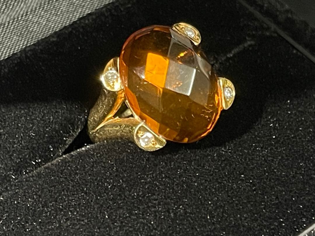 ひろ　K18 オレンジガーネット ダイヤ0.8ct リング 6.1g