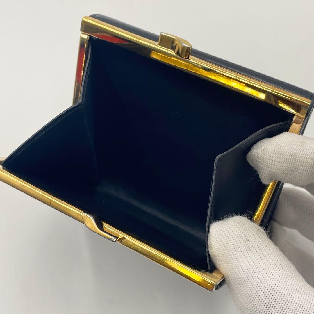 ✨美品✨カルティエ　サファイアライン コンパクト折り財布　ダークネイビー　がま口