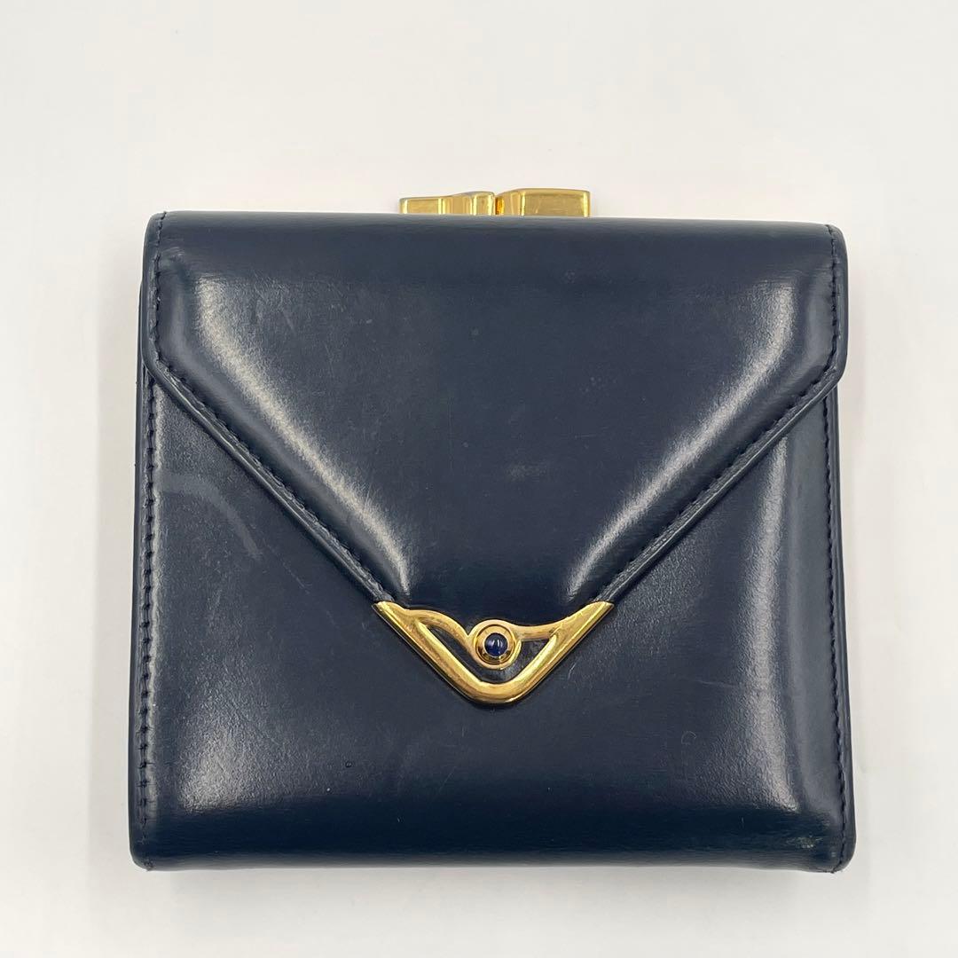 ✨美品✨カルティエ　サファイアライン コンパクト折り財布　ダークネイビー　がま口