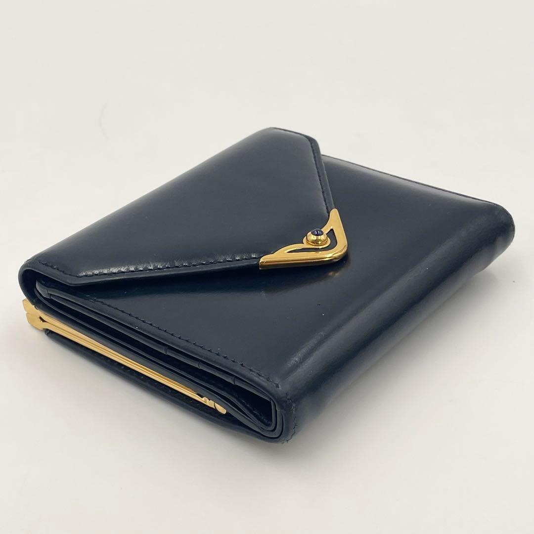 ✨美品✨カルティエ　サファイアライン コンパクト折り財布　ダークネイビー　がま口